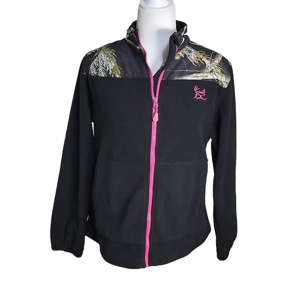 Bushmaster REALTREE APC Full Zip Fleece Jacket Black Camo Womens Medium - Picture 1 of 10